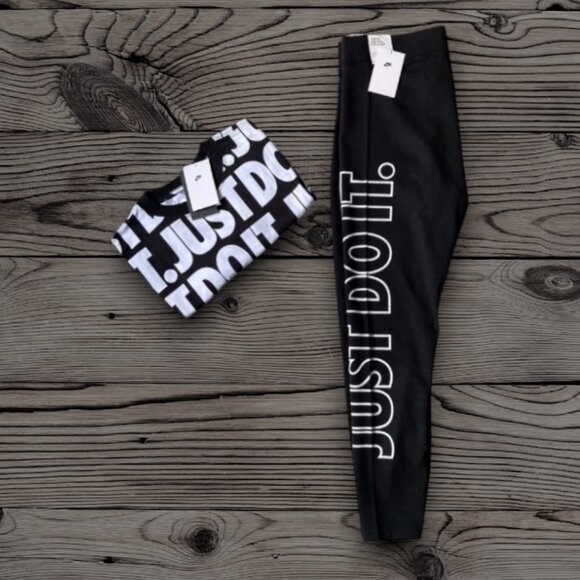 2 pc XL Nike JUST DO IT swoosh matching set t-shirt legging bundle womens outfit - Picture 3 of 10